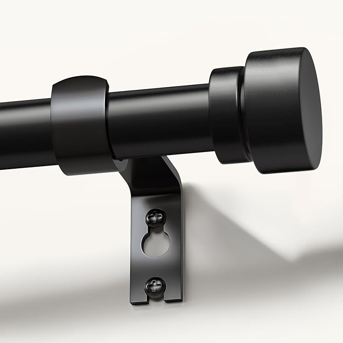 Modern Black Curtain Rods for Windows 72 to 144 Inches Adjustable Length Heavy Duty 1" Diameter Window Curtain Rod with Decorative Finials for Outdoor Farmhouse Bedroom Kitchen Living Room