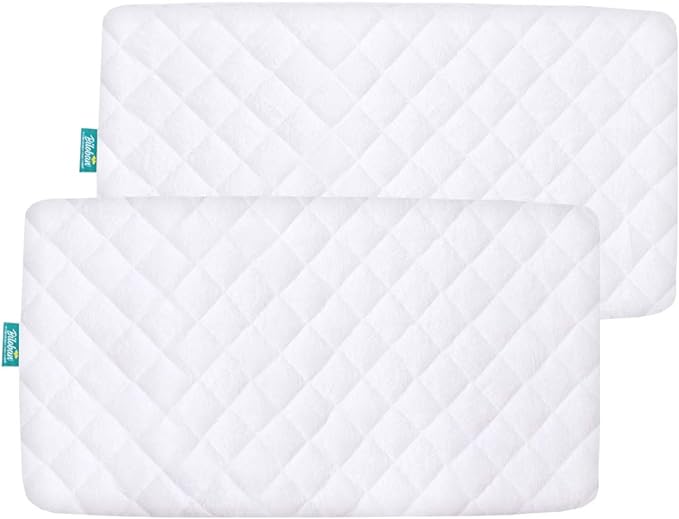 Waterproof Bassinet Mattress Pad Cover Compatible with 4moms Breeze Plus Bassinet(not playard), 2 Pack, Ultra Soft Surface, Breathable and Easy Care