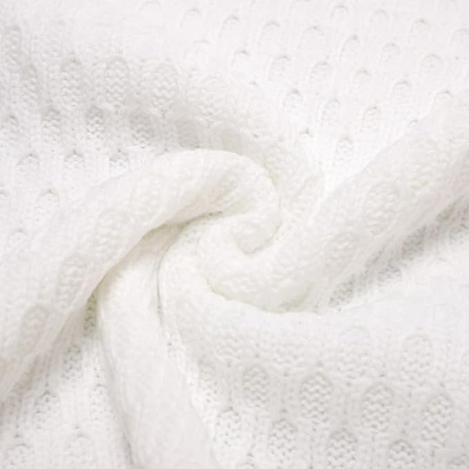 Neiwech Baby Blanket Boy Girl Knit Soft Swaddle Receiving Blankets for Newborn Nursery Infant Crib Stroller White 30 x 40 Inch
