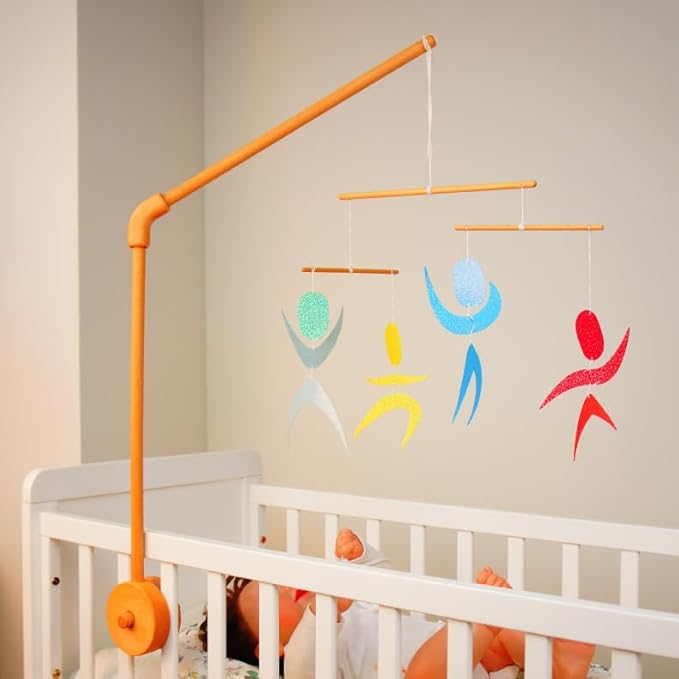 Baby Crib Mobile Arm, Unpainted Beech Wood, Rotatable Bed Mobile Holder, Adjustable Mounting Bracket