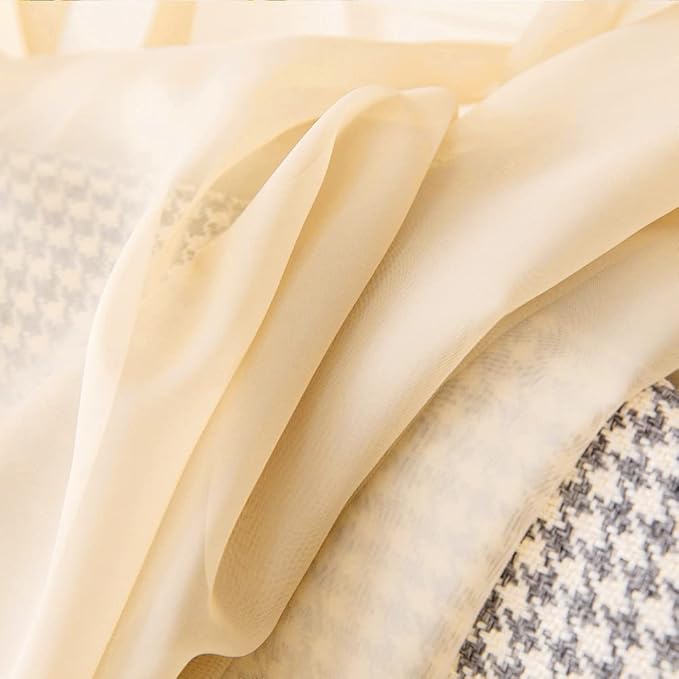 MIULEE Short Sheer Curtains 30 Inch Length for Kitchen Bathroom Cafe Half Window Treatment, Rod Pocket Tier Curtains 2 Panels, 29x30 Inches Long, Cream Beige