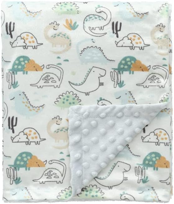 CREVENT Fuzzy Baby Nursery Blanket for Boys Soft Plush Receiving Gift for Newborns, All Season Use - Dinosaur 30x40 Inches