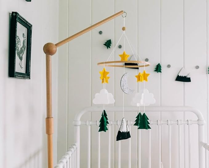 Sorrel and Fern Baby Crib Mobile Starry Woodland Night Nursery Decoration for Boys and Girls