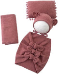 Vemonllas Newborn Baby Boy Girl Photography Props Bow Wrap, Posing Aid, Hat and Blanket Set of 4 Pcs