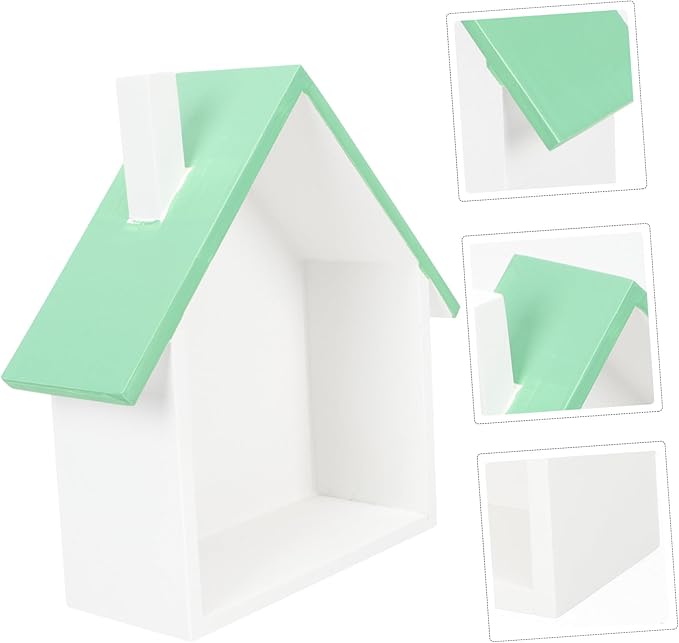 Uonlytech Unique House-Shaped Floating Shelf Wooden Wall-Mounted Storage Rack for Bedroom Sundries Display Practical and Stylish Wall Decor for Living Office Kitchen
