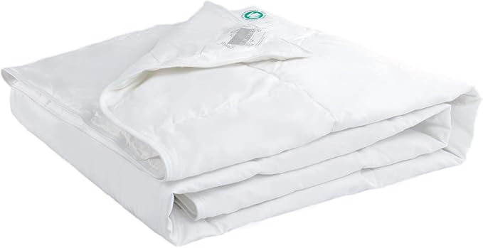 Toddler Goose Down Comforter Lightweight Summer Cooling Baby Duvet Insert, Hypoallergenic 100% Organic Cotton Crib Quilted Washable Nursery Blanket with Corner Tabs, White 33x43 Inches
