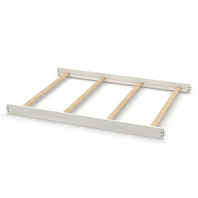 Full-Size Conversion Kit Bed Rails for Evolur Cribs - Solid Wood Crib Convertible Kit to Kids Bed - Transitional Style Rails & Easy-to-Install Child Essentials for Safety (Glazed Brushed White)
