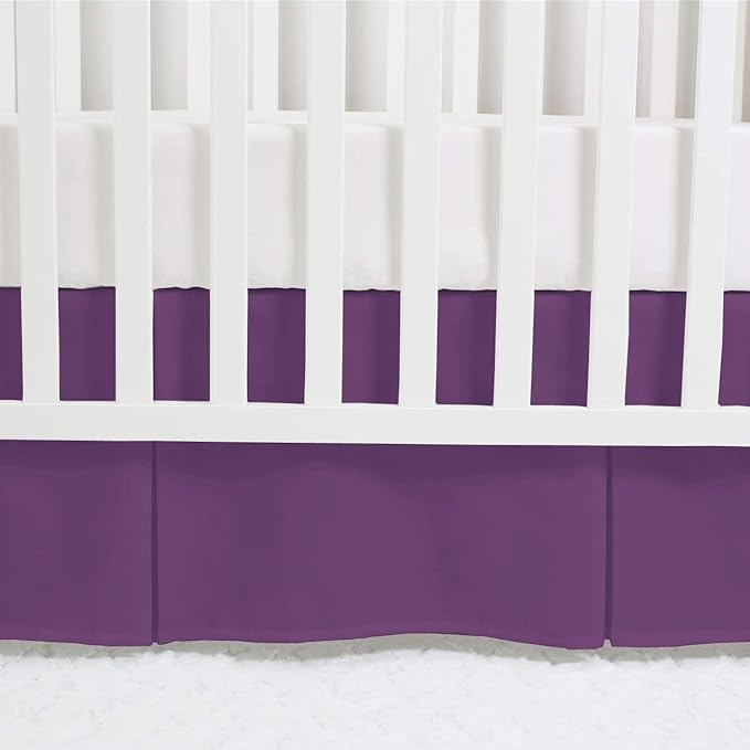 Box Pleated Crib Bed Skirt Premium 100% Cotton 800 Thread Count Nursery Crib Toddler Bedding Crib Bedskirt for Baby Boys or Baby Girls, (28" x 52") + 14" Drop Lenght - Plum Solid