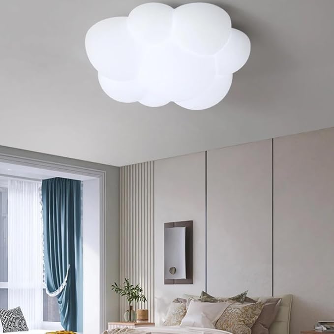 Cloud Ceiling Light for Kids Room, White LED Flush Mount Light Fixture, 80W Nursery Ceiling Lamp, 530mm Cartoon Ceiling Lighting for Bedroom, Playroom