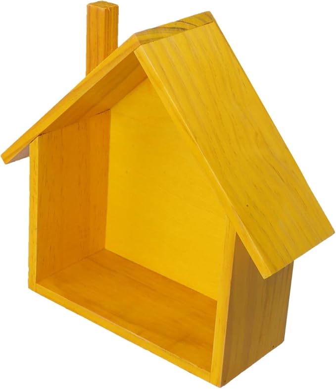 Cabilock Small House Shaped Wooden Wall Shelf 9.64X9.05X3.34 Inch Floating Storage Rack for Bedroom Kids Room Bathroom Home Decor Display Organizer