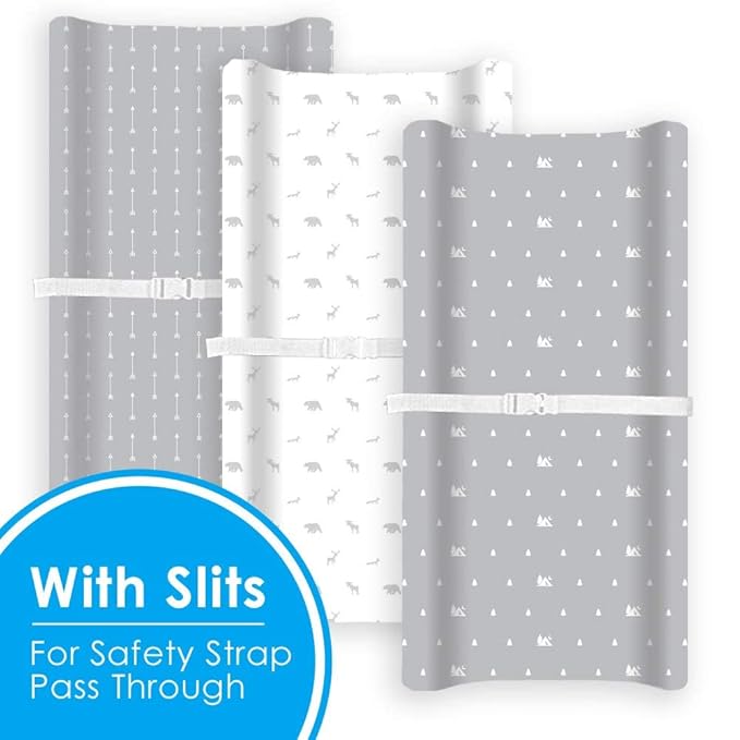 GROW WILD Changing Pad Cover 3 Pack | Soft & Stretchy Jersey Cotton | Baby Changing Table Pad Cover | Diaper Changing Pad Covers for Girls and Boys (Forest & Woodland)