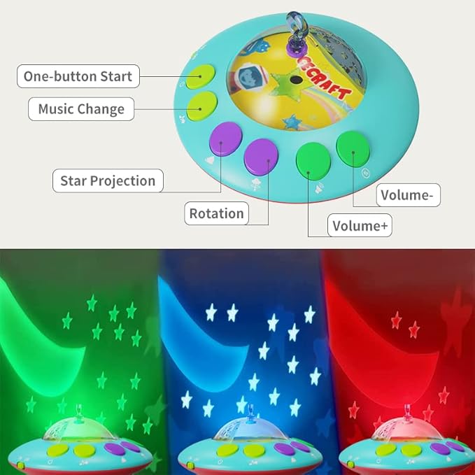 Eners Baby Crib Mobile with Music and Lights, Mobile for Crib with Remote Control, Rotation, Moon and Star Projection, Baby Crib Toys for Boys Girls (Red)