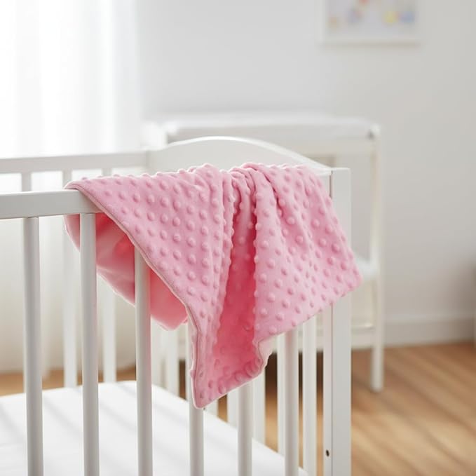Threadart Minky Baby Blanket, 28" x 38", White Double-Sided Smooth + Dot, Ultra Soft, Newborn and Toddler, Machine Washable