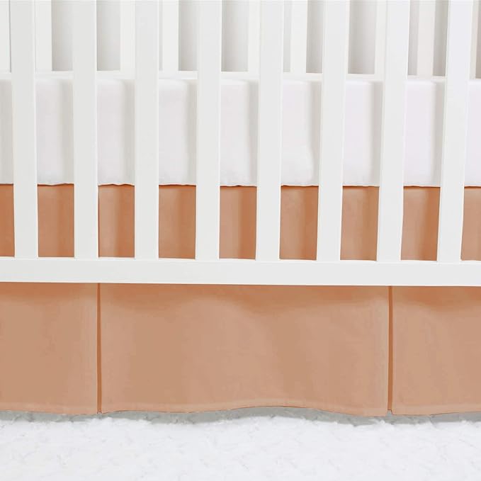 Box Pleated Crib Bed Skirt Premium 100% Cotton 800 Thread Count Nursery Crib Toddler Bedding Crib Bedskirt for Baby Boys or Baby Girls, (28" x 52") + 14" Drop Lenght - Blush Solid
