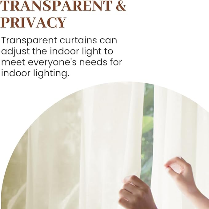 Dreaming Casa Ivory Sheer Curtains 96 Inches Long, Rod Pocket & Back Tab Light Filtering Textured Sheers for Living Room Bedroom, 2 Panels, Each 100" W x 96" L
