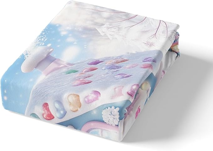 Manfei Christmas Kids Duvet Cover Set King Size, Cute Candy Cabin Xmas Bedding Set for Boys Girls Room Decor, New Year Winter Comforter Cover, Soft Polyester Quilt Cover, 2 Pillowcases, No Comforter