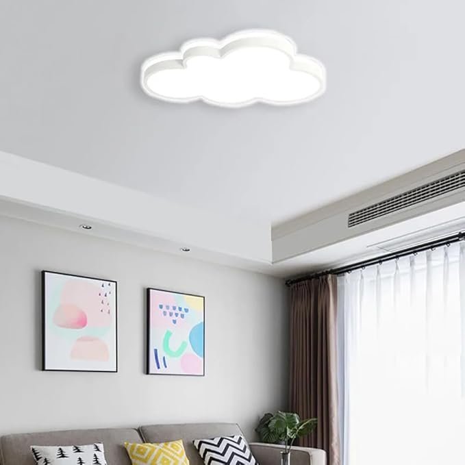 Dimmable LED Flush Mount Ceiling Light Fixture with Cloud Shape,34W 23Inch Close to Ceiling Lamp Modern Lights for Bedroom Kitchen, White Recessed Indoor Lighting 3000K-6000K Light Color Adjustable