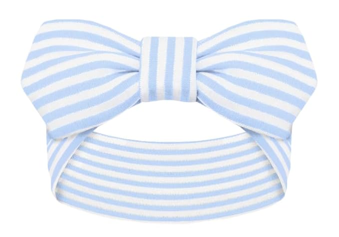 Creative Knitwear North Carolina Tar Heels Infant Girls Light Blue/White Striped Hair Knot Headband Embroidered Logo - Size Newborn - 4T