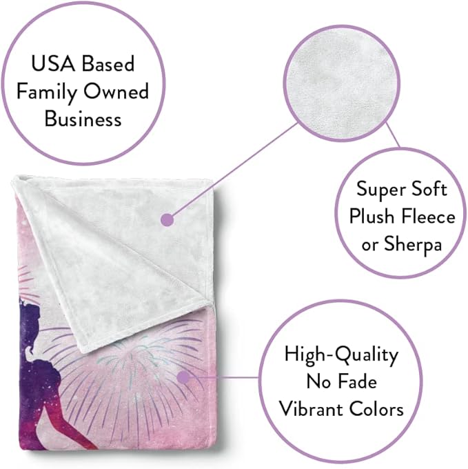 Personalized Princess Blanket for Girls - Ships Next Day, USA Made, Warm, Cozy, Soft Throw for Travel - Pink Room Decor - Plush Fleece or Sherpa Blanket with Custom Name (Sherpa - 60x80)
