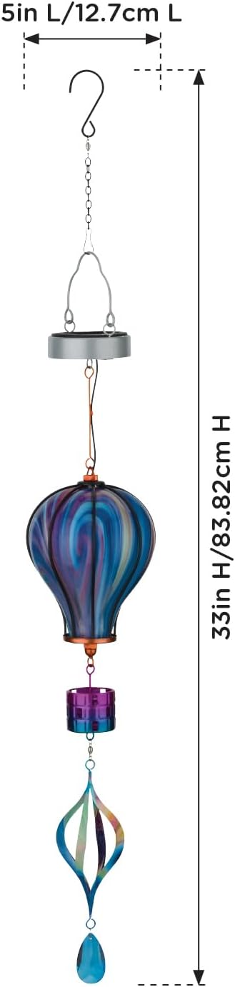 Regal Art & Gift Hot Air Balloon Solar Lantern – Hanging Solar-Powered LED Lights, Waterproof Portable Decorative Outdoor Lamp Made of Metal & Glass for Garden, Patios & Pathway – Purple