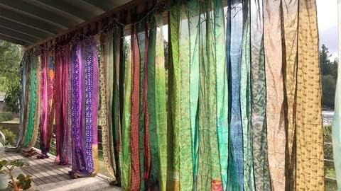YILLE 1 Piece Silk Saree Curtain - Boho, Window, Room Curtain for Home Decor LightWieght Aesthetic Vibe
