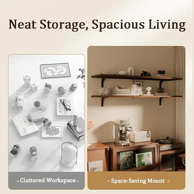 12x72 Inch Rustic Wood Floating Shelves 2-Pack - Farmhouse Walnut Wall Shelves with 100 lbs Capacity, Easy Installation for Living Room, Kitchen, Bathroom
