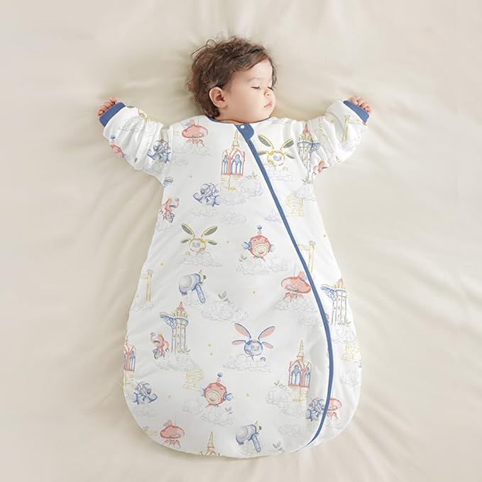 Baby Sleep Sack with Removable Sleeves, Breathable Wearable Blanket for Newborn & Toddler 6-36 Months, Cute Print