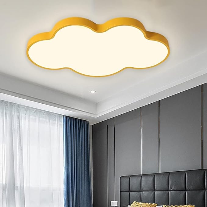 LED Ceiling Light Fixture,19 Inch Modern Cloud Shape Recessed Ceiling Lights,Dimmable Light,29W Yellow Close to Ceiling Lighting Flush Mount Living Room Bedroom,3000K-6000K