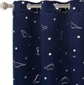 LORDTEX Dinosaur and Star Foil Print Blackout Curtains for Kids Room - Thermal Insulated Curtains Noise Reducing Window Drapes for Boys and Girls Bedroom, 42 x 63 Inch, Navy, Set of 2 Panels