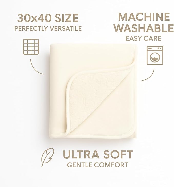 Ultra Plush 30x40 Super Soft Sherpa Baby Blanket, Durable, Machine Washable, Gentle on Baby's Skin - Ideal Baby Blankets for Boys & Girls, (Cream)