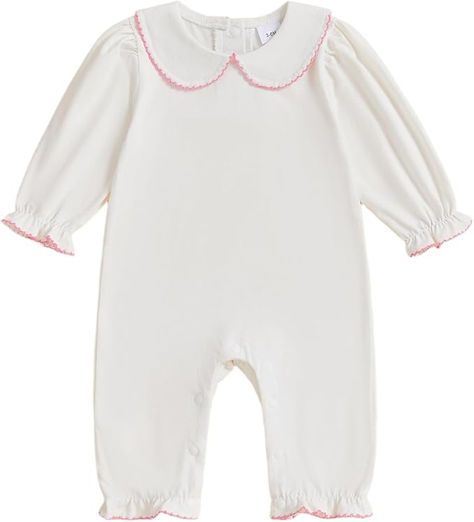 Merqwadd Baby Coming Home Outfit Boy Girl Cotton Long Sleeve Romper Jumpsuit Plain One-Piece Clothes