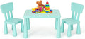 HONEY JOY Kids Table and Chair Set, Plastic Children Activity Table and 2 Chairs for Art Craft, Easy-Clean Tabletop, 3-Piece Toddler Furniture Set for Daycare Playroom, Gift for Boys Girls (Green)