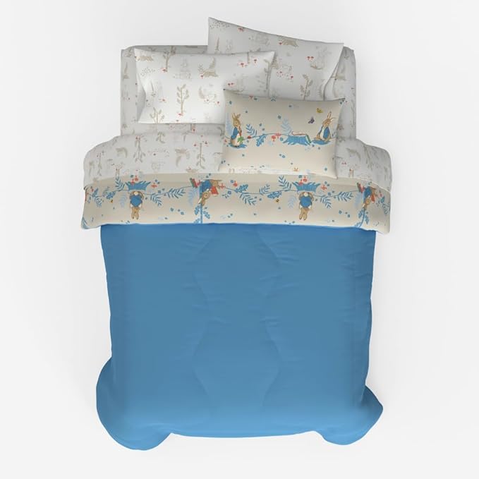 Franco Peter Rabbit Kids Bedding Super Soft & Cozy Reversible Microfiber Comforter and Sheet Set with Sham, 7 Piece Full Size, (Officially Licensed Product)