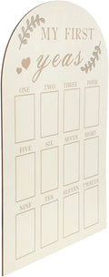 First Year Picture Frame Wooden Milestone Photo Board for Nursery Decoration Space-Saving Growth Tracker with Multiple Photo Slots Sturdy Wood Material for Newborn Memories