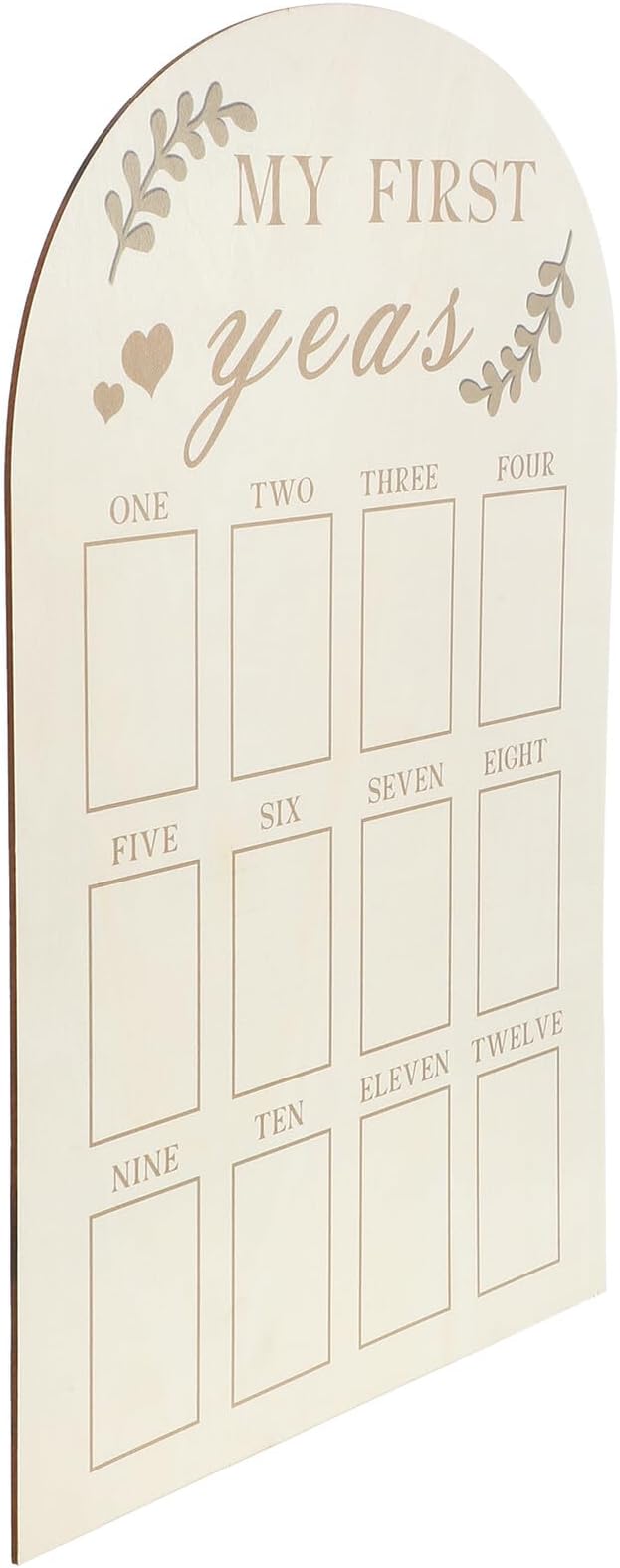 First Year Picture Frame Wooden Milestone Photo Board for Nursery Decoration Space-Saving Growth Tracker with Multiple Photo Slots Sturdy Wood Material for Newborn Memories