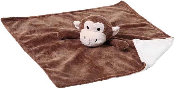 CREVENT Cozy Plush Baby Security Blanket, Loveys for Baby Girls and Boys, Birthday (Monkey+Tag)