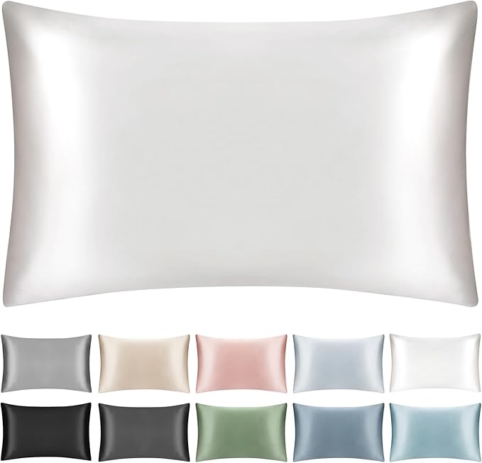 100% Mulberry Silk Toddler/Travel Pillowcase,Both Sides 19MM Small Silk Pillow Case with Hidden Zipper for Kids/Baby 1pc, Ivory White,13"x18"