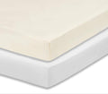 Everyday Kids 2-Pack Fitted Crib Sheets, 100% Soft Breathable Microfiber Baby Sheet, Fits Standard Size Crib Mattress 28in x 52in, White Nursery Sheet and Beige Nursery Sheet