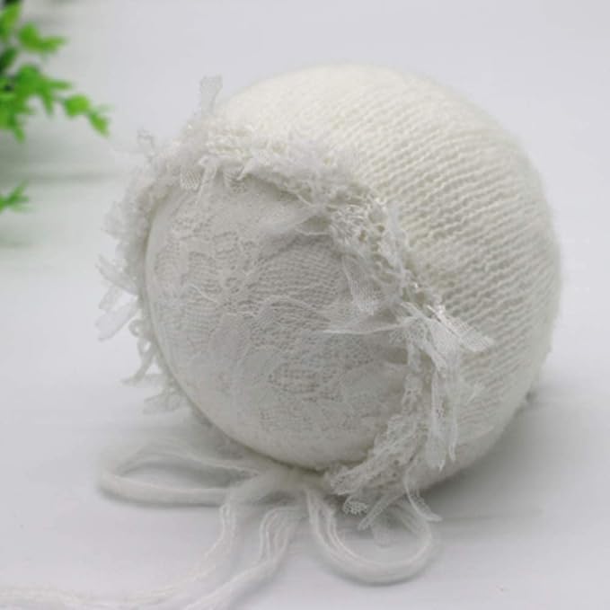Vemonllas Newborn Infant Baby Boys Girls Photography Props Mohair Lace Hat and Wrap Blanket Cloth (White)