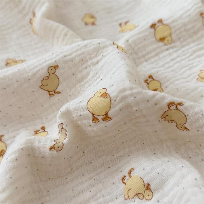 BuLuTu Baby Duckling Print Duvet Cover 47x59 Inch, Soft Muslin Duvet Cover for Boys Girls Crib Bedding Gift for Toddlers, Duck Print (Pillowcase Not Included)