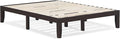 KOMFOTT 14 Inches Wood Platform Bed Frame Queen Size, Wooden Mattress Foundation with Rubber Wood Frame, Strong Wooden Slat Support, No Box Spring Needed, Bed Frame (Dark Brown)