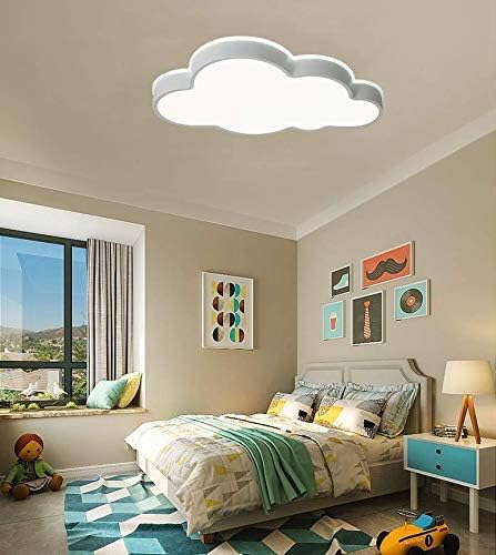 LAKIQ Modern Dimmable Acrylic LED Lights with Remote Creative Cloud Shape Children Room Flush Mount Ceiling Lighting Fixture for Kids Bedroom Kindergarten Living Room(25.5'',Stepless Dimming)