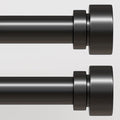 2 Pack Modern Black Curtain Rods Set for Windows 72 to 144 Inches Adjustable Length Heavy Duty 1" Diameter Window Curtain Rod with Decorative Finials for Outdoor Bedroom Kitchen Living Room