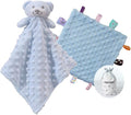 CREVENT Soft Plush Animal Face Security Blankets for Boys and Girls, Great Gifts for Birthday Baby Shower (Blue Bear + Tag)