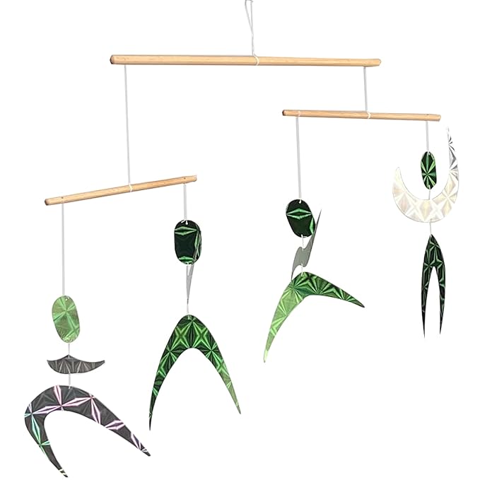 Green Dancers Hanging Mobile,Montessori Mobile, Infant Toy, Baby Mobile, Visual Tracking, Newborn Toy