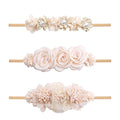 Baby Girl Nylon Headbands Flower Hair Bows Accessories-Elastic Hair Band Crown Handmade FLoral Wraps Birthday Gifts for Girls Newborn Infant Toddler 3Pcs