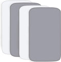 4-Pack Fitted Pack and Play Sheets for Boys and Girls - Breathable, Soft Microfiber Baby Sheets in Grey and White