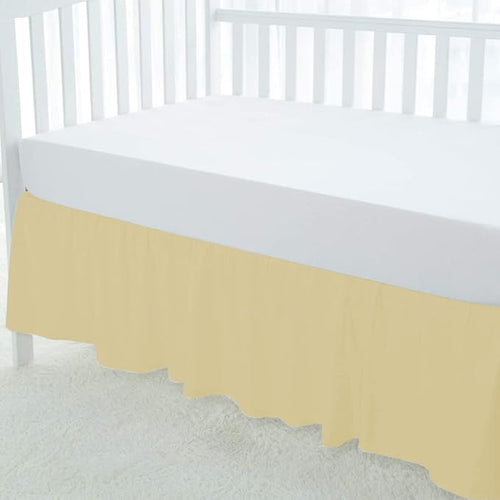 100% Egyptian Cotton, Nursery Crib Toddler (24" x 38" + 10") 800 Thread Count Crib Skirt Dust Ruffle, Bedding Skirts for Baby Boys or Girls, 10" Drop, Ivory Solid