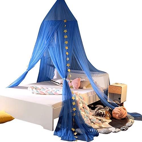Princess Bed Canopy for Girls and Kids Hanging Mosquito Net for Baby Crib Nook Castle Game Tent Nursery Play Room Decor（Dark Blue）