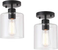 2 Pack Black Modern Semi Flush Mount Ceiling Light,Rustic Ceiling Light Fixture for Closet Hallway Entryway,Hallway Ceiing,Matte Black Finish (6 in)